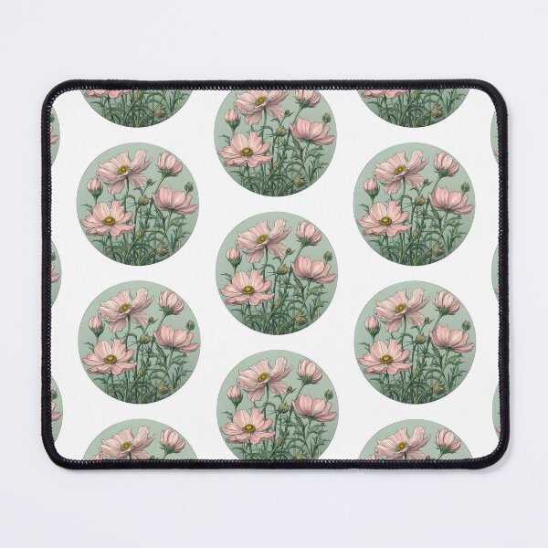 Item preview, Watercolour Art Nouveau Inspired Pink Cosmos Flower Round Design designed and sold by DarlaEdnaFleur.