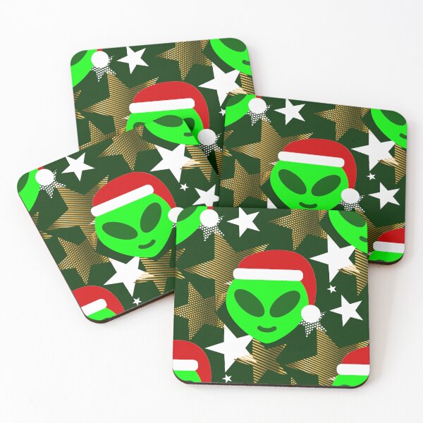 Item preview, christmas santa alien green stars designed and sold by Gossip Rag.