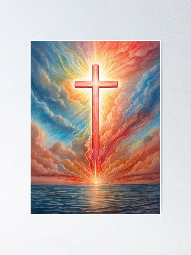 Croix Murale Minimaliste - Art Chrétien Texturé Bois - Impression Sur Toile 60x90 Cm - Décoration Murale Moderne