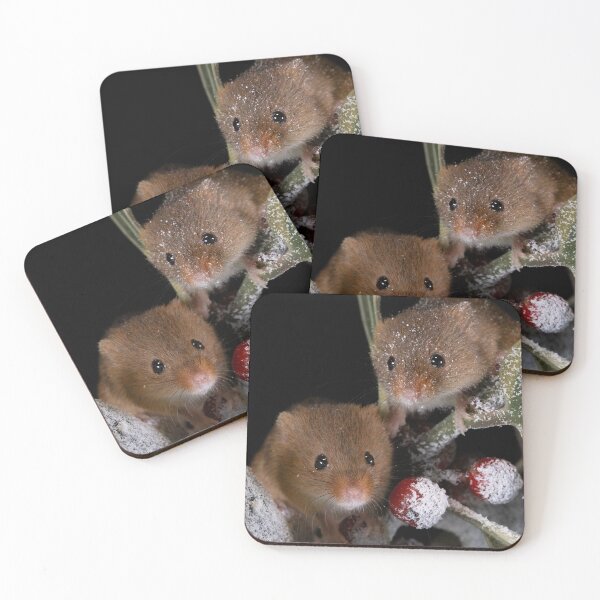 Item preview, Harvest Mice on christmas holly designed and sold by RedGrouse.