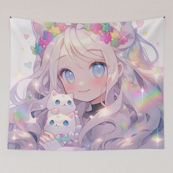 Item preview, Kawaii Pastel Neko Sparkle Anime Girl designed and sold by bubblegoth.