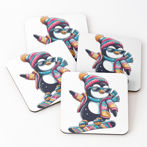 Item preview, Penguin on a Snowboard - Colorful Penguin designed and sold by JessArty ⭐⭐⭐⭐⭐.