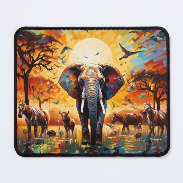 Aperçu de l'œuvre Éléphant Majestueux dans la Savane créée et vendue par Clock-Designer.
