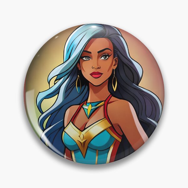 Item preview, Superhero Woman Blue Hair  Inspirational Animation Comic Designs designed and sold by Melan Designs.