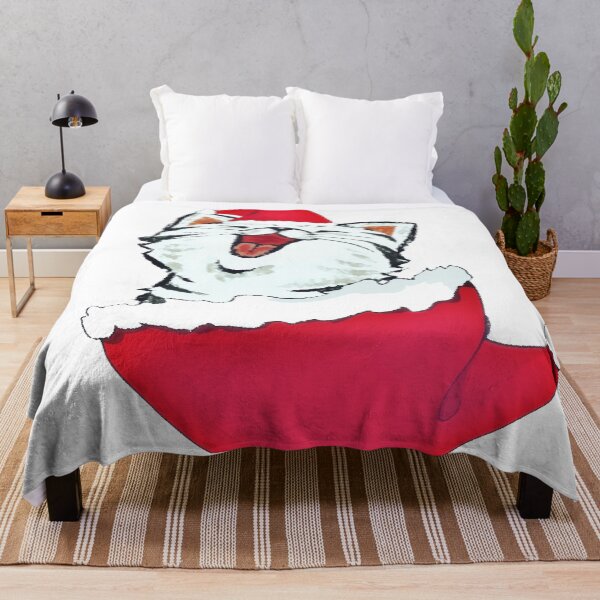 Item preview, Feline Festive Fun: A Black and White Cat Playing in Santa's Hat designed and sold by Olojo.