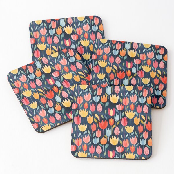 Item preview, cheerful modern tulip pattern designed and sold by darkartsflowers.