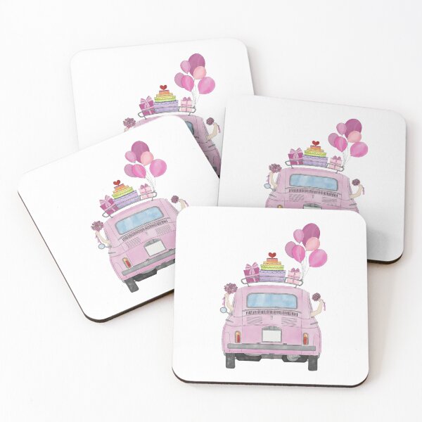 Item preview, Two Brides in a Pink Fiat 500  designed and sold by portosabbia.