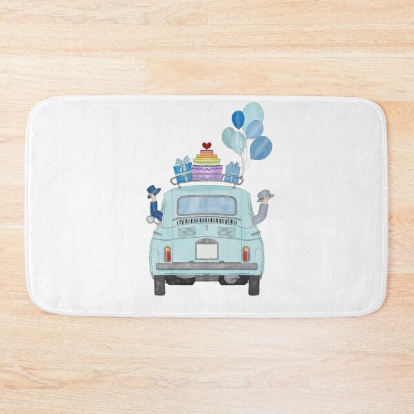 Item preview, Two Grooms in a Blue Fiat 500  designed and sold by portosabbia.