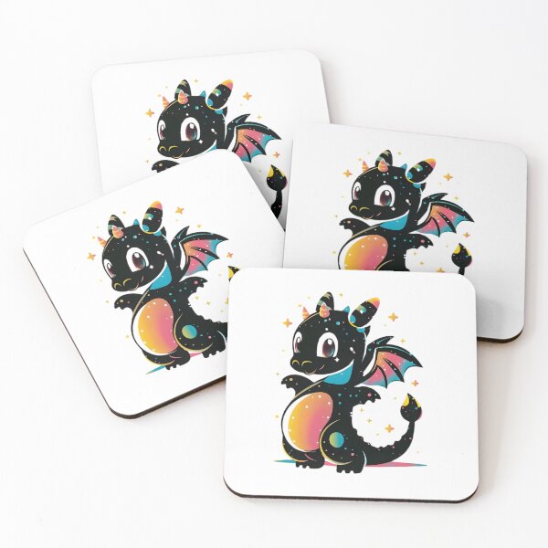 Item preview, Cute Magical Black Dragon Illustration designed and sold by DragonRealms.