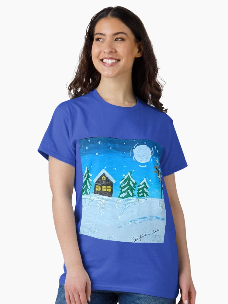Thumbnail 2 of 7, Classic T-Shirt, Winter Cabin in Michigan designed and sold by Ladyinthemitten.