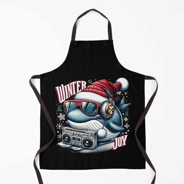 Item preview, A whale in Santa's hat with a boombox on skis designed and sold by ArtFeverShop.