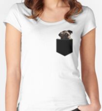 Pug Pocket Women's Fitted Scoop T-Shirt