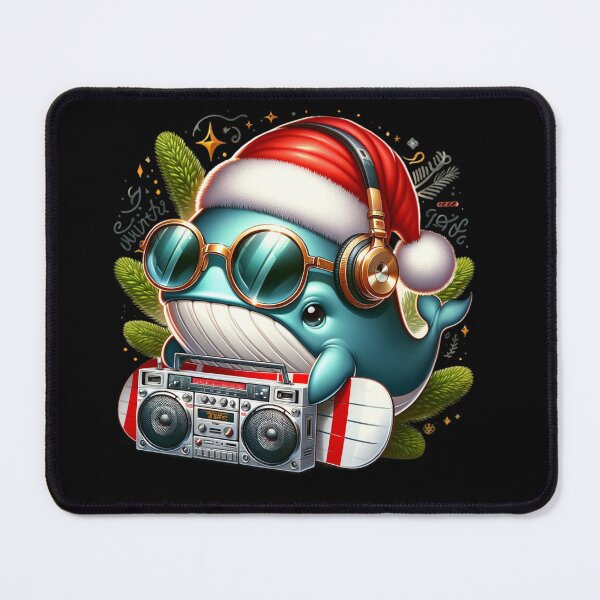 Item preview, Yuletide Tunes - Cheerful Whale Ready to Party designed and sold by ArtFeverShop.