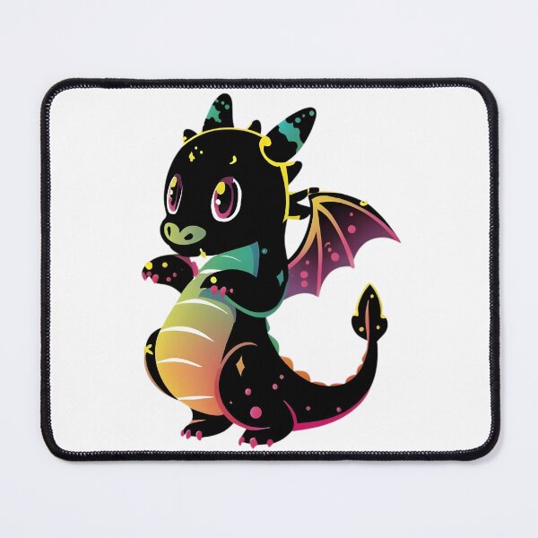 Item preview, Cute Magical Black Dragon Illustration designed and sold by DragonRealms.