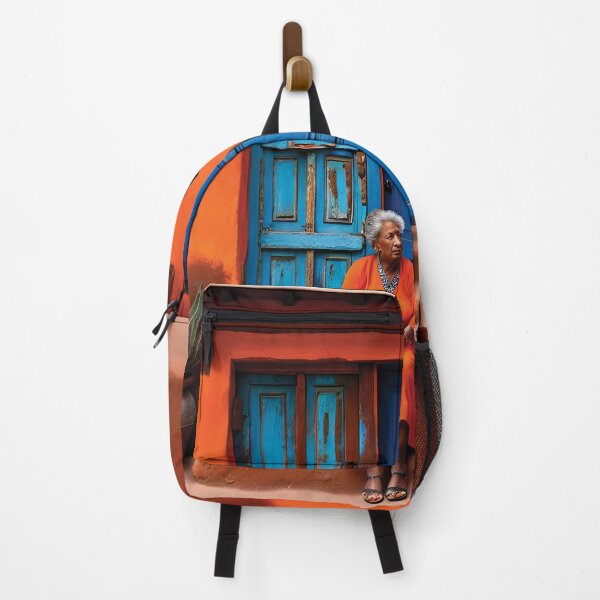 Artikelvorschau, Kubanische Frau sitzt vor der blauen Tür entworfen und verkauft von Random Designs.
