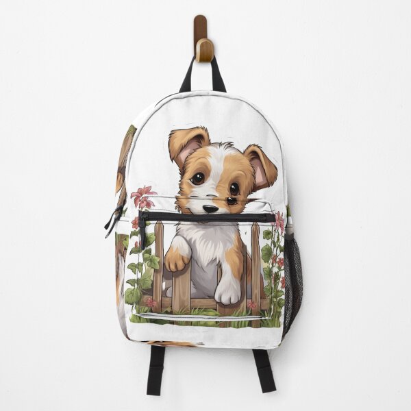 Artikelvorschau, Garden Serenity Terrier - Cartoon Dog in Peaceful Backyard entworfen und verkauft von PureGlee.