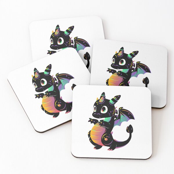 Item preview, Cute Magical Black Dragon Illustration designed and sold by DragonRealms.