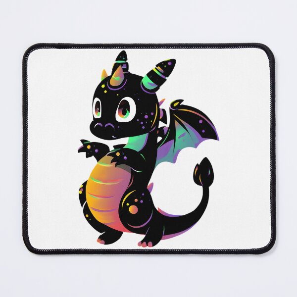 Item preview, Cute Magical Black Dragon Illustration designed and sold by DragonRealms.