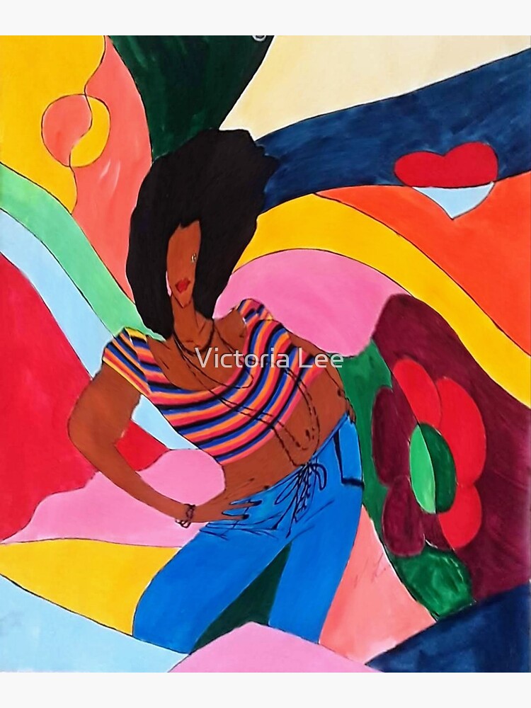 Thumbnail 2 of 2, Postcard, Psychedelic Afro Girl designed and sold by Ladyinthemitten.
