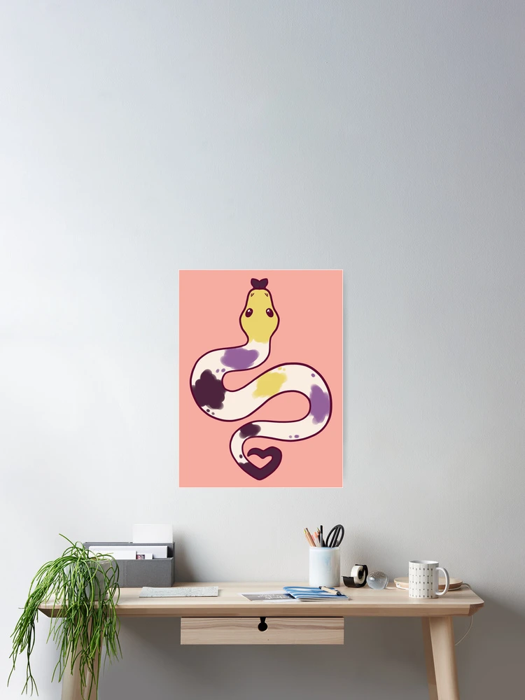Thumbnail 2 of 3, Poster, Nonbinary Pride Python designed and sold by slimestra.