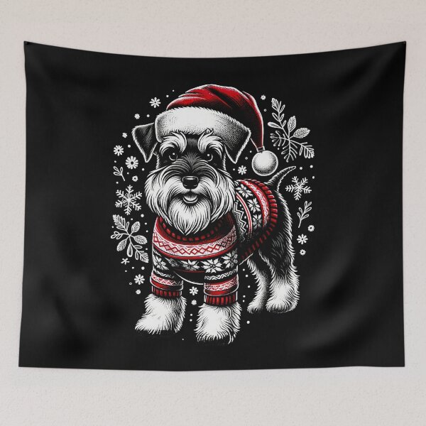 Item preview, Miniature Schnauzer Dog Vintage Christmas Tree Ugly Sweater Santa's Hat Xmas designed and sold by JoelFox165.