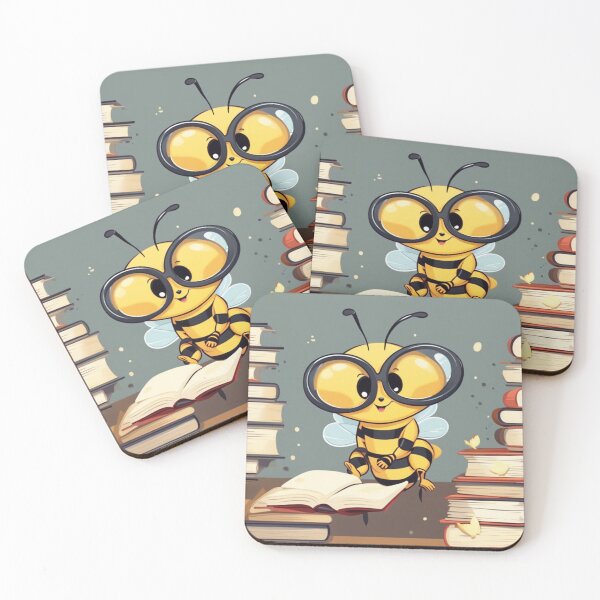 Item preview, Cute bee with glasses reading designed and sold by CharlieEd123.