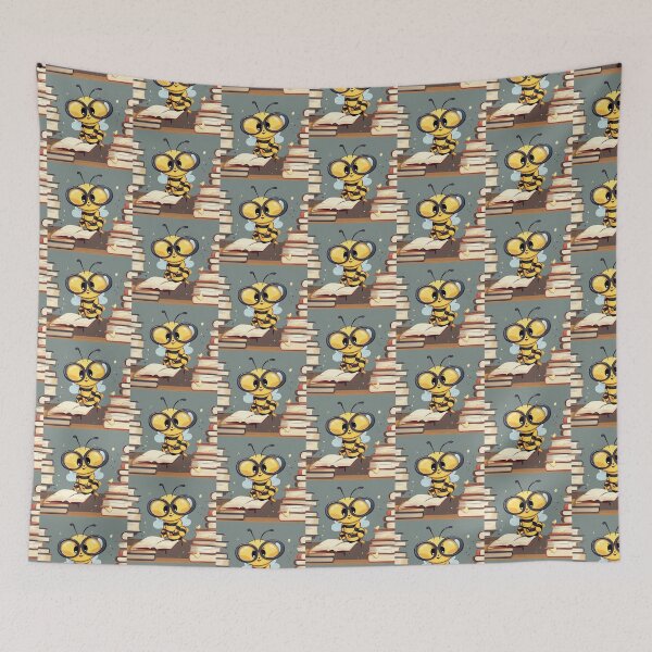 Item preview, Cute bee with glasses reading designed and sold by CharlieEd123.