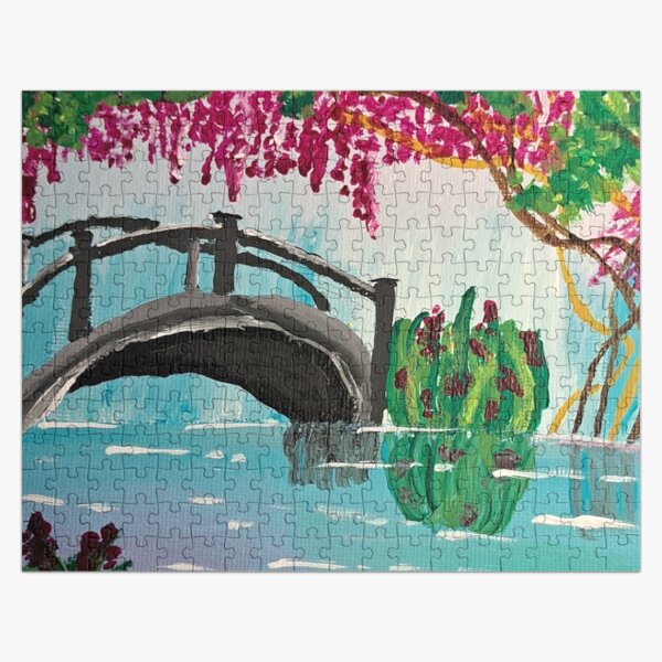 Artikel-Vorschau von Brücke mit rosa Blumen, designt und verkauft von SAT04.