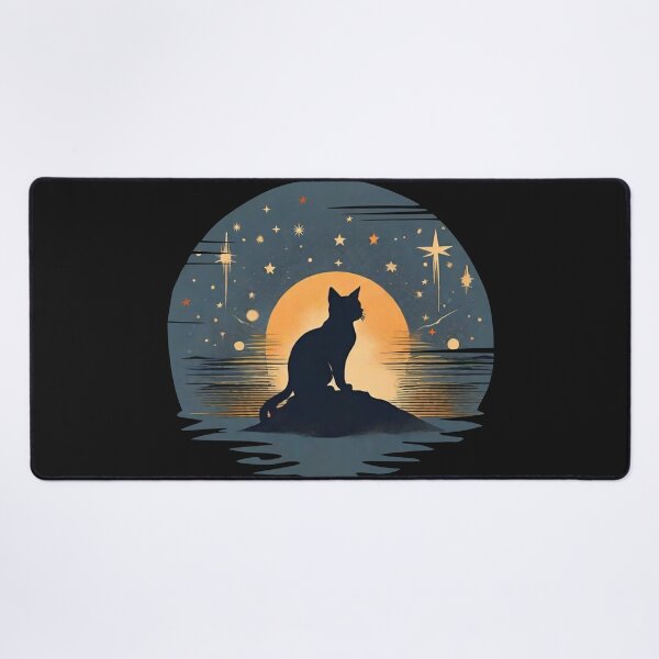 Item preview, A Cat watching the night, the stars and the sun setting designed and sold by Mahilis.
