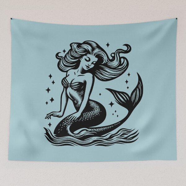Item preview, Woodcut Mermaid  designed and sold by Texterns.