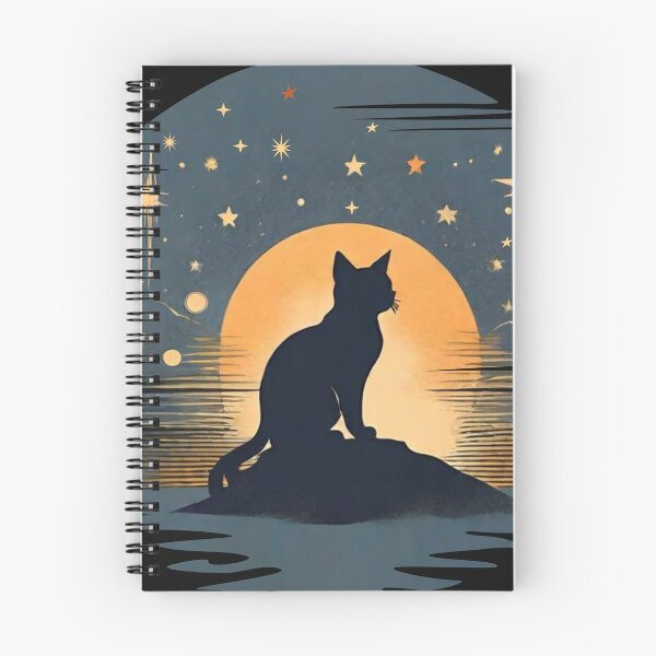 Item preview, A Cat watching the night, the stars and the sun setting designed and sold by Mahilis.