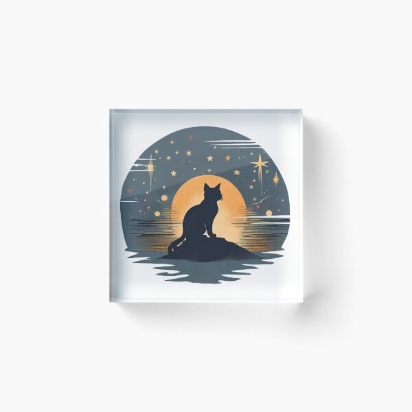 Item preview, A Cat watching the night, the stars and the sun setting designed and sold by Mahilis.