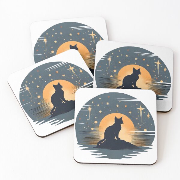 Item preview, A Cat watching the night, the stars and the sun setting designed and sold by Mahilis.