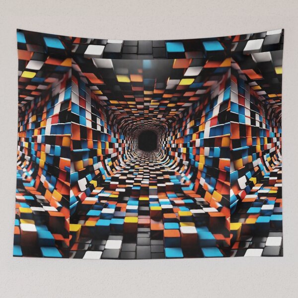 Item preview, 3d retro art in multiple color cubes in an infinite tunnel designed and sold by Carlos Gudino.