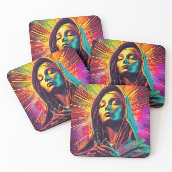 Item preview, Radiant Neon Virgin Mary - Colorful Spiritual Art designed and sold by ThatsTheStyle.