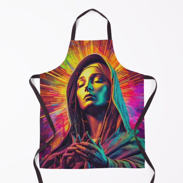 Item preview, Radiant Neon Virgin Mary - Colorful Spiritual Art designed and sold by ThatsTheStyle.