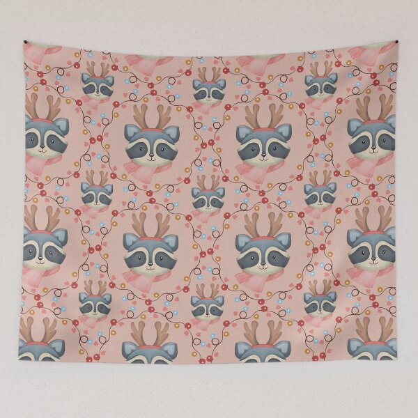 Item preview, Raccoon Wreath Christmas Pattern designed and sold by I Am Cuta.