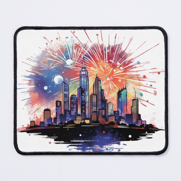 Item preview, New Year Celebration Vector Art: Festive Fireworks Display over City Skyline T-shirt Design designed and sold by Huycao211.
