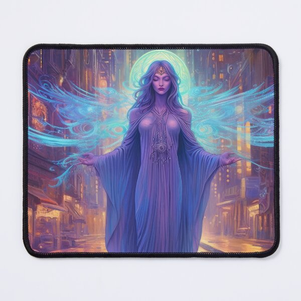 Item preview, Midnight Sorceress - Neon Magic Cityscape Art designed and sold by ThatsTheStyle.