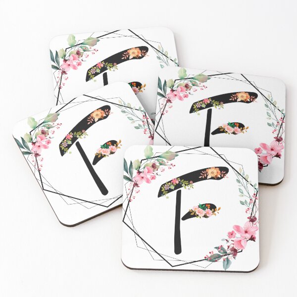 Item preview, F monogram flowers, watercolor designed and sold by OmikronStore.