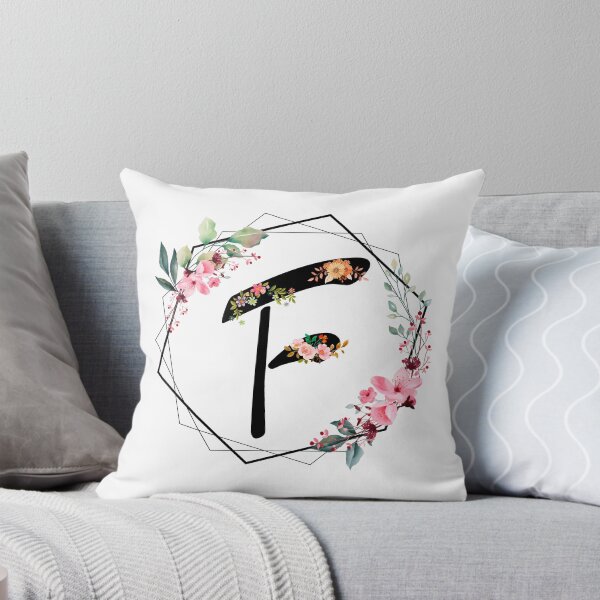 Item preview, F monogram flowers, watercolor designed and sold by OmikronStore.