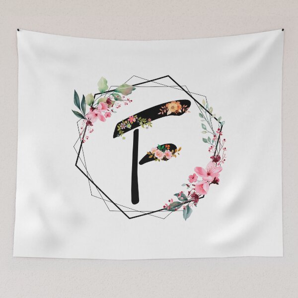 Item preview, F monogram flowers, watercolor designed and sold by OmikronStore.