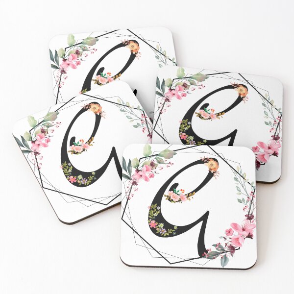 Item preview, G monogram flowers, watercolor designed and sold by OmikronStore.