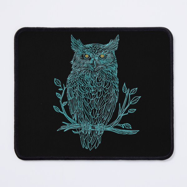 Item preview, Great Horned Owl drawing in blue designed and sold by DaveDanchuk.