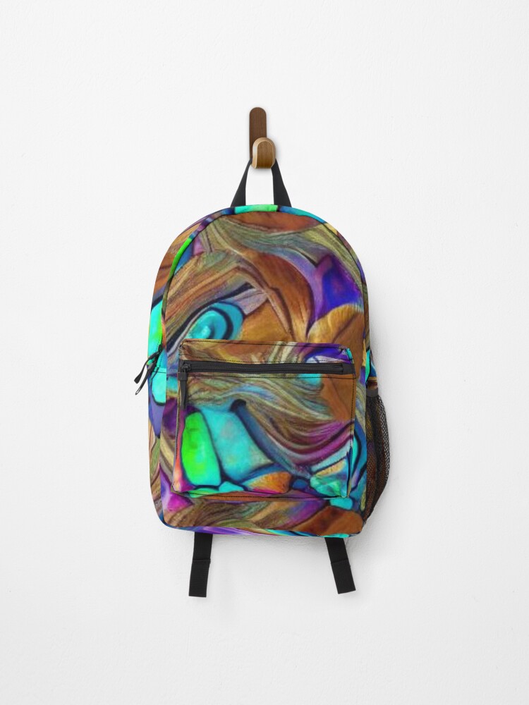 Thumbnail 1 of 3, Backpack, Abstract Brown and Turquoise Shell Pattern designed and sold by calibrit.