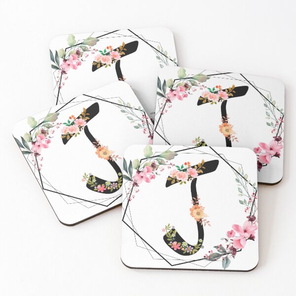 Item preview, J monogram flowers, watercolor designed and sold by OmikronStore.