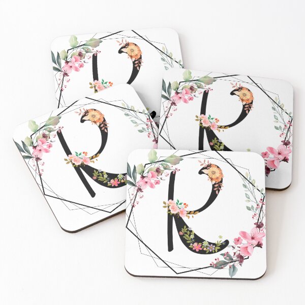 Item preview, K monogram flowers, watercolor designed and sold by OmikronStore.