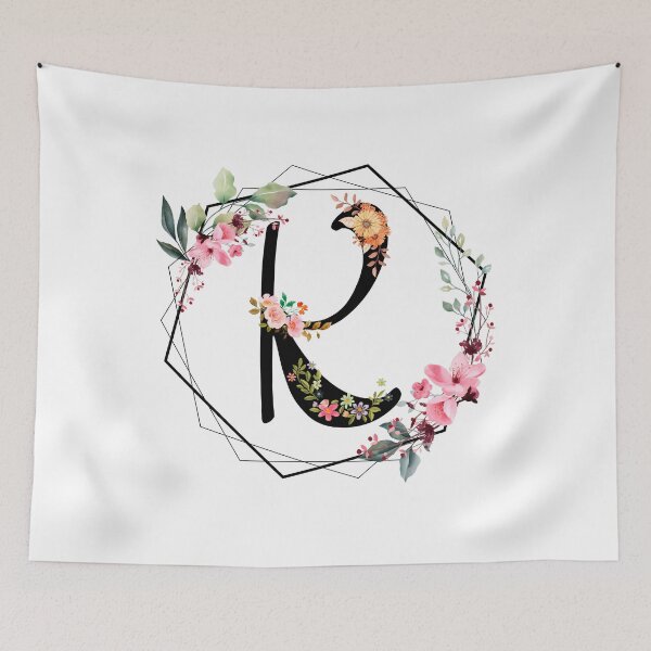 Item preview, K monogram flowers, watercolor designed and sold by OmikronStore.