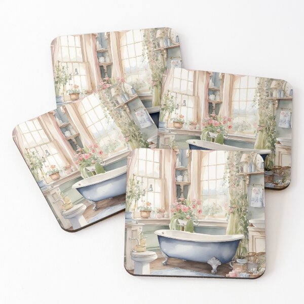 Item preview, Vintage bathtub near window in English cottage style. designed and sold by Jayjaynaenae.