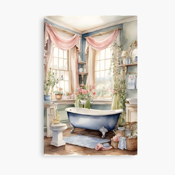 Vista previa del artículo con la obra «Bañera antigua junto a la ventana en estilo cabaña inglesa.», diseñado y vendido por Jayjaynaenae.